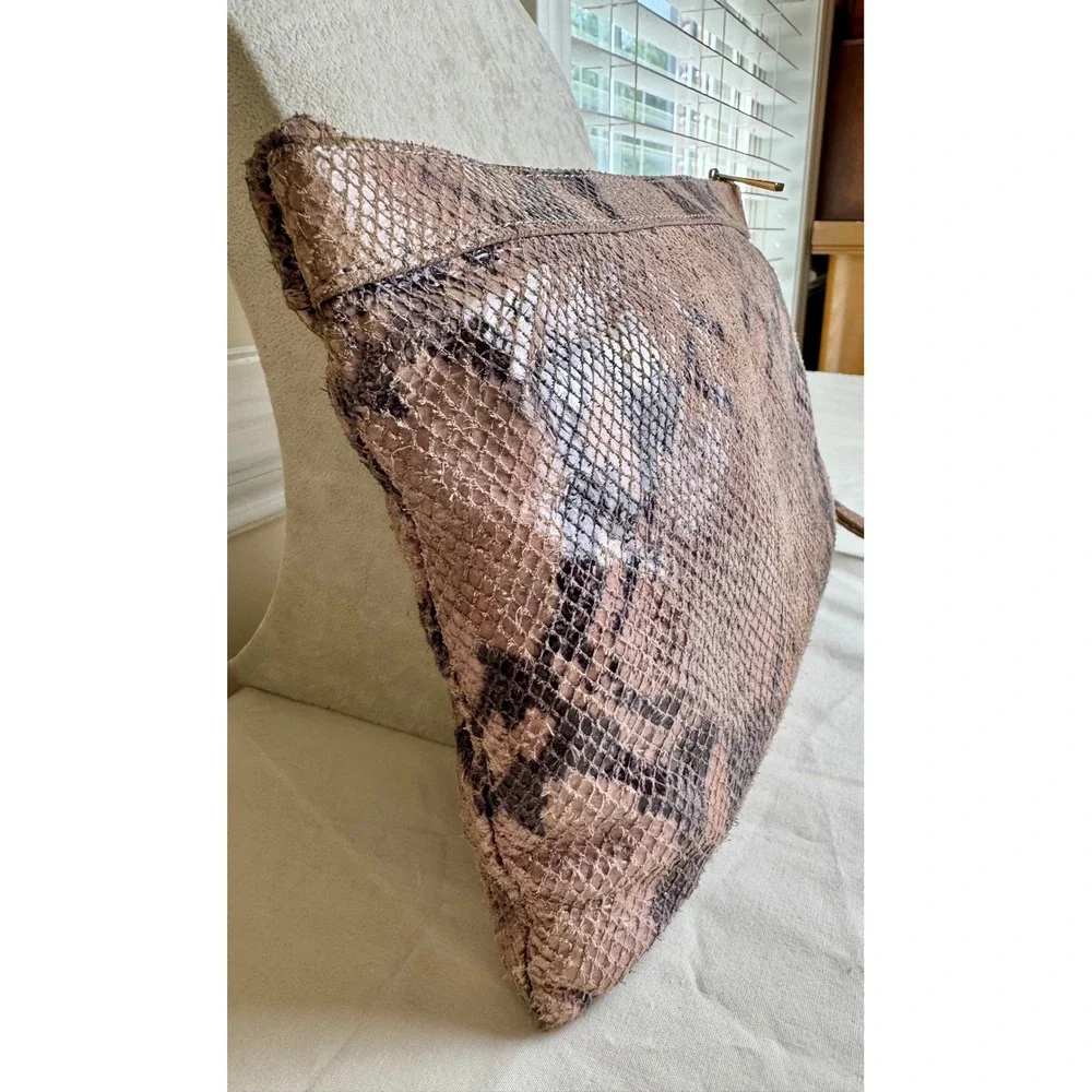 Mob Wife Laura Di Maggio Italy Suede Snakeskin‎ Embossed Leather Clutch Bag